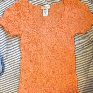 Altar’d State Orange Textured Short Sleeve Top; nwot